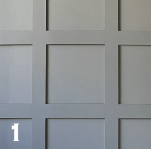 MDF Wall Panelling with bead moulding. Painted in grey.
